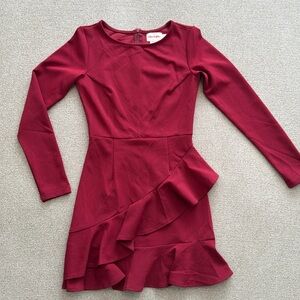 Red Long-Sleeved Mini Dress